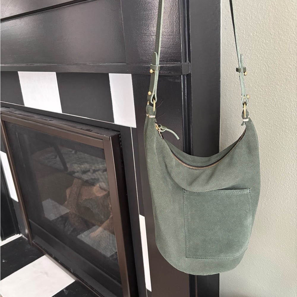 Clare V Green Petite Jeanne Shoulder Bag in London Fog